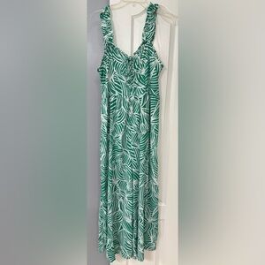 Green and White Leaf Pattern Jumpsuit